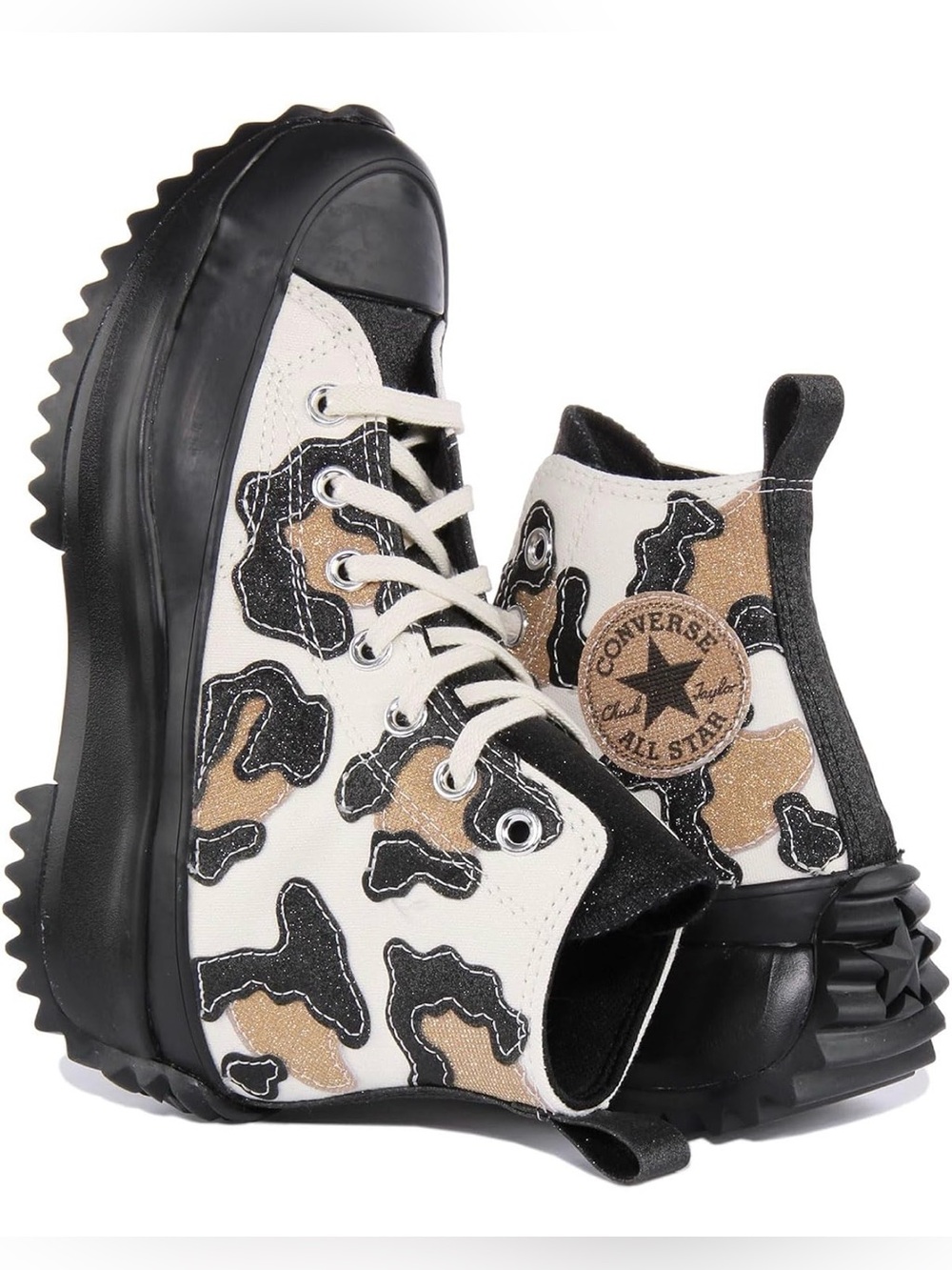 CONVERSE Run Star Hike High Glitter Leopard Sneakers 172036C Mens 7.5, Womens 9